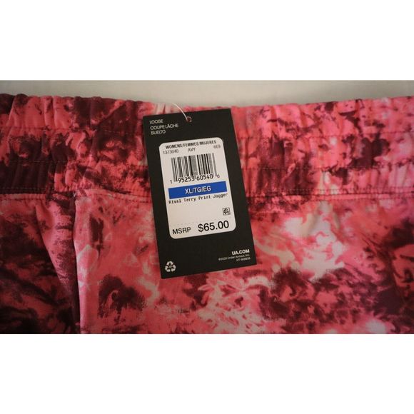 Under Armour 1373040 669 Women's Sz XL Pink Tie Dye Rival Terry Print Joggers - Picture 9 of 11